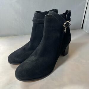 Kate Spade New York Blaire Black Suede Zip Up Block Heel Ankle Bootie Boots 10